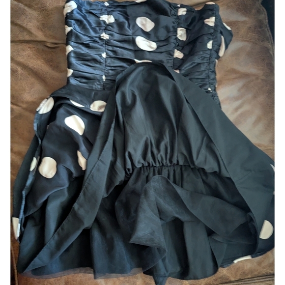 Betsey Johnson 100% Silk Polka Dot Strapless Mini Dress - Coquette Retro - 6 - Picture 7 of 10
